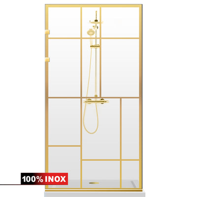 Shower Screens Walk-in, Stainless steel shower wall, gold, #Clear #Crystal clear