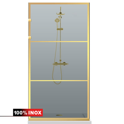 Shower Screens Walk-in, Stainless steel shower wall, gold #Grey