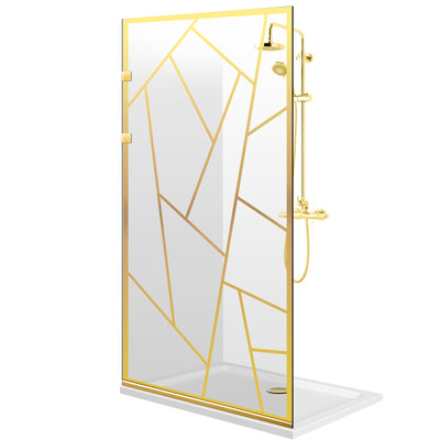Shower Screens Walk-in, Stainless steel shower wall, gold, #Clear #Crystal clear