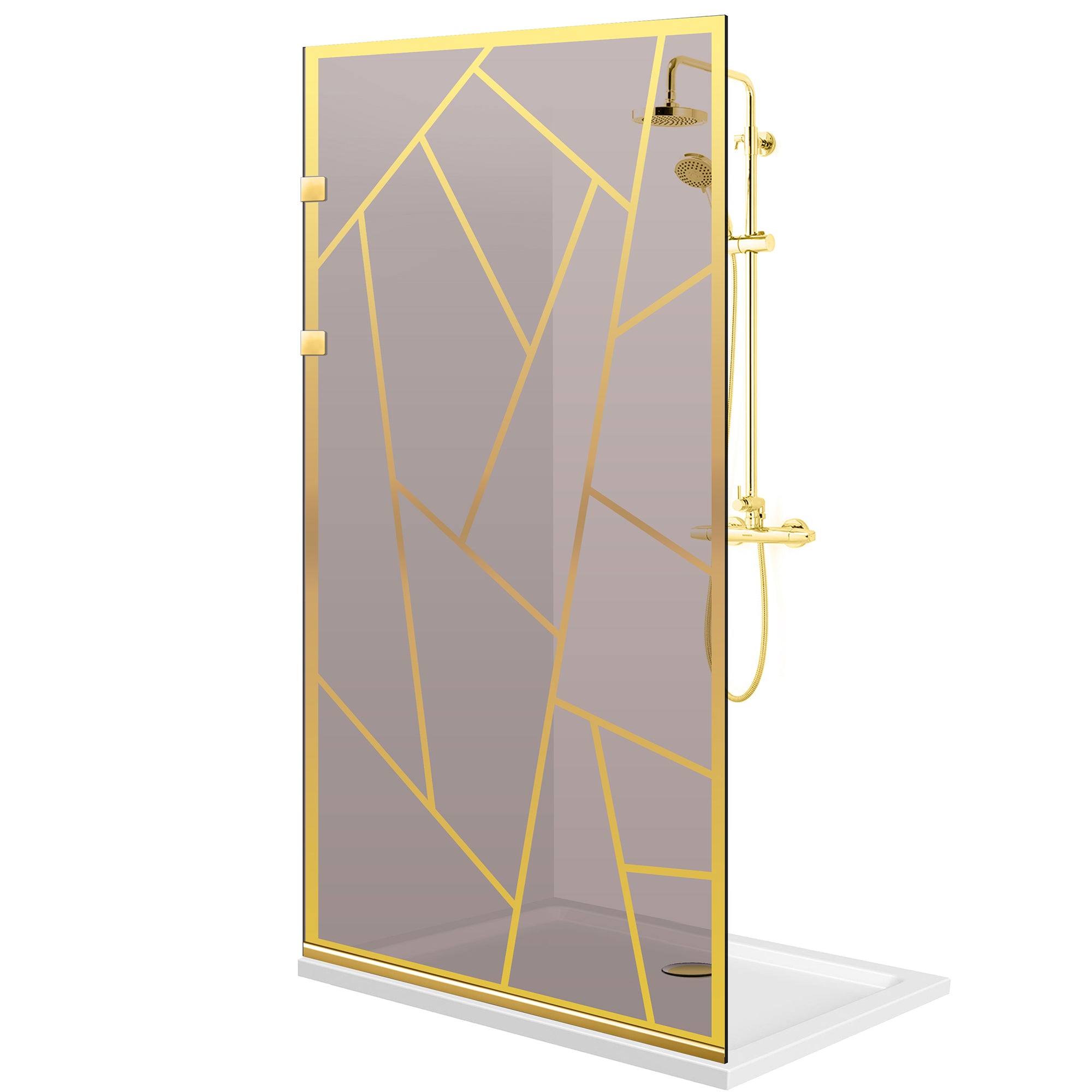 Shower Screens Walk-in, Stainless steel shower wall, gold #Bronze