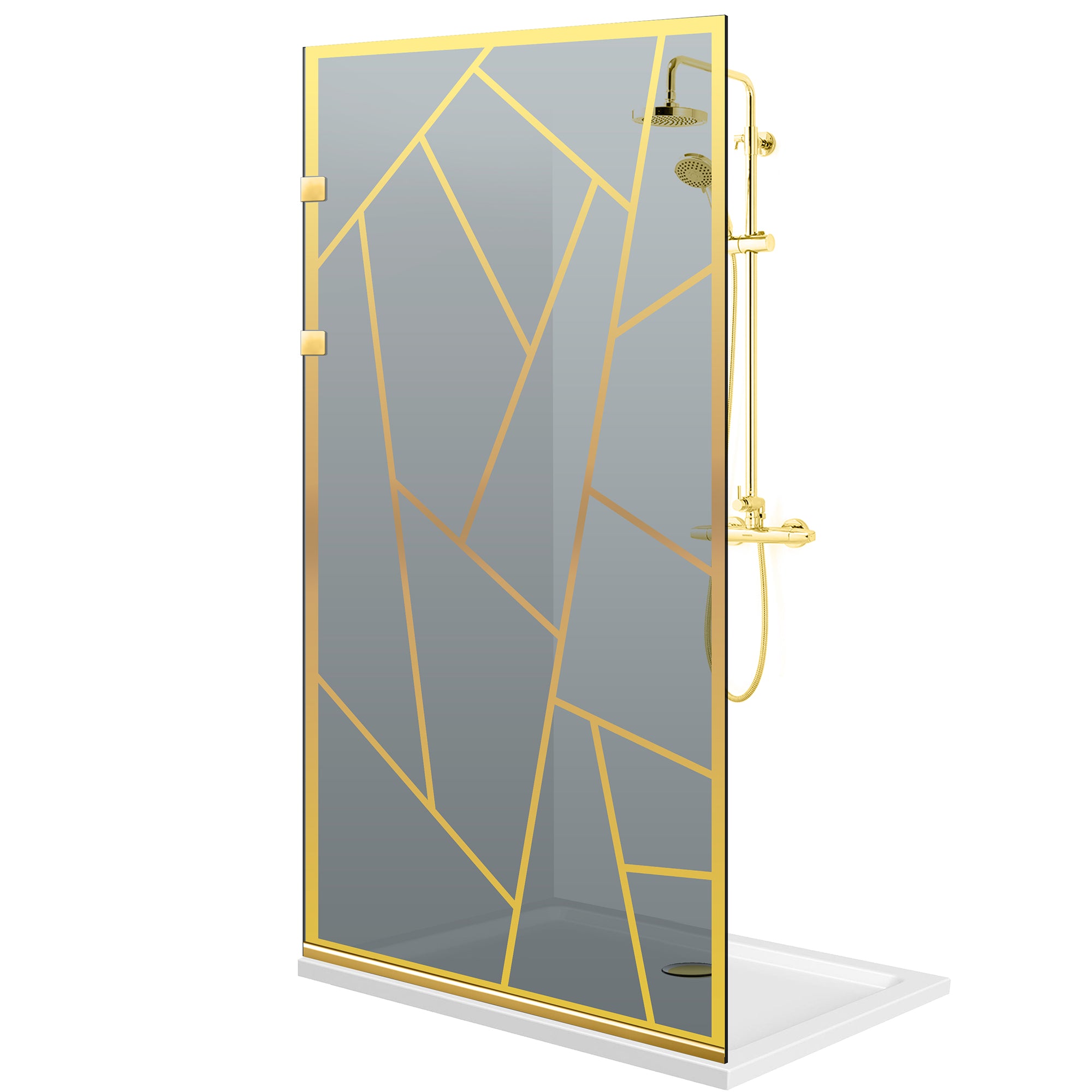 Shower Screens Walk-in, Stainless steel shower wall, gold #Grey