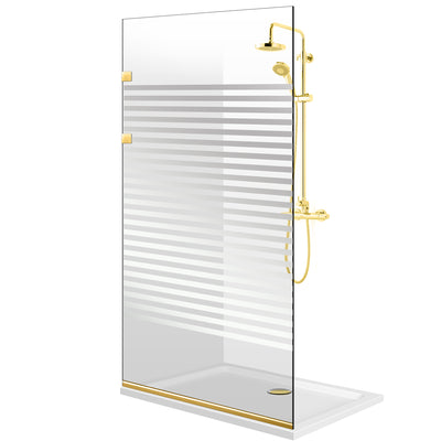 Shower Screens Walk-in, Stainless steel shower wall, gold, #Clear #Crystal clear