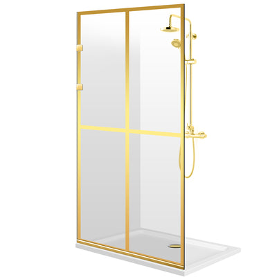 Shower Screens Walk-in, Stainless steel shower wall, gold, #Clear #Crystal clear