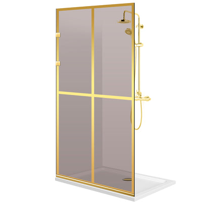 Shower Screens Walk-in, Stainless steel shower wall, gold #Bronze