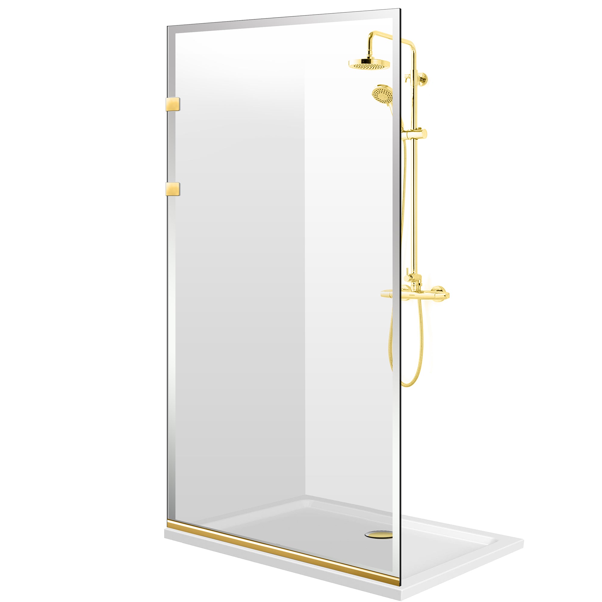Shower Screens Walk-in, Stainless steel shower wall, gold, #Clear #Crystal clear