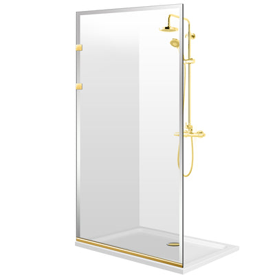 Shower Screens Walk-in, Stainless steel shower wall, gold, #Clear #Crystal clear