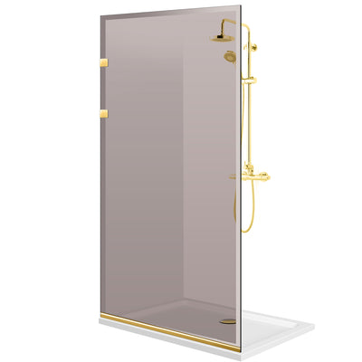 Paravan dus Walk-in, Perete dus Inox, auriu #Bronz