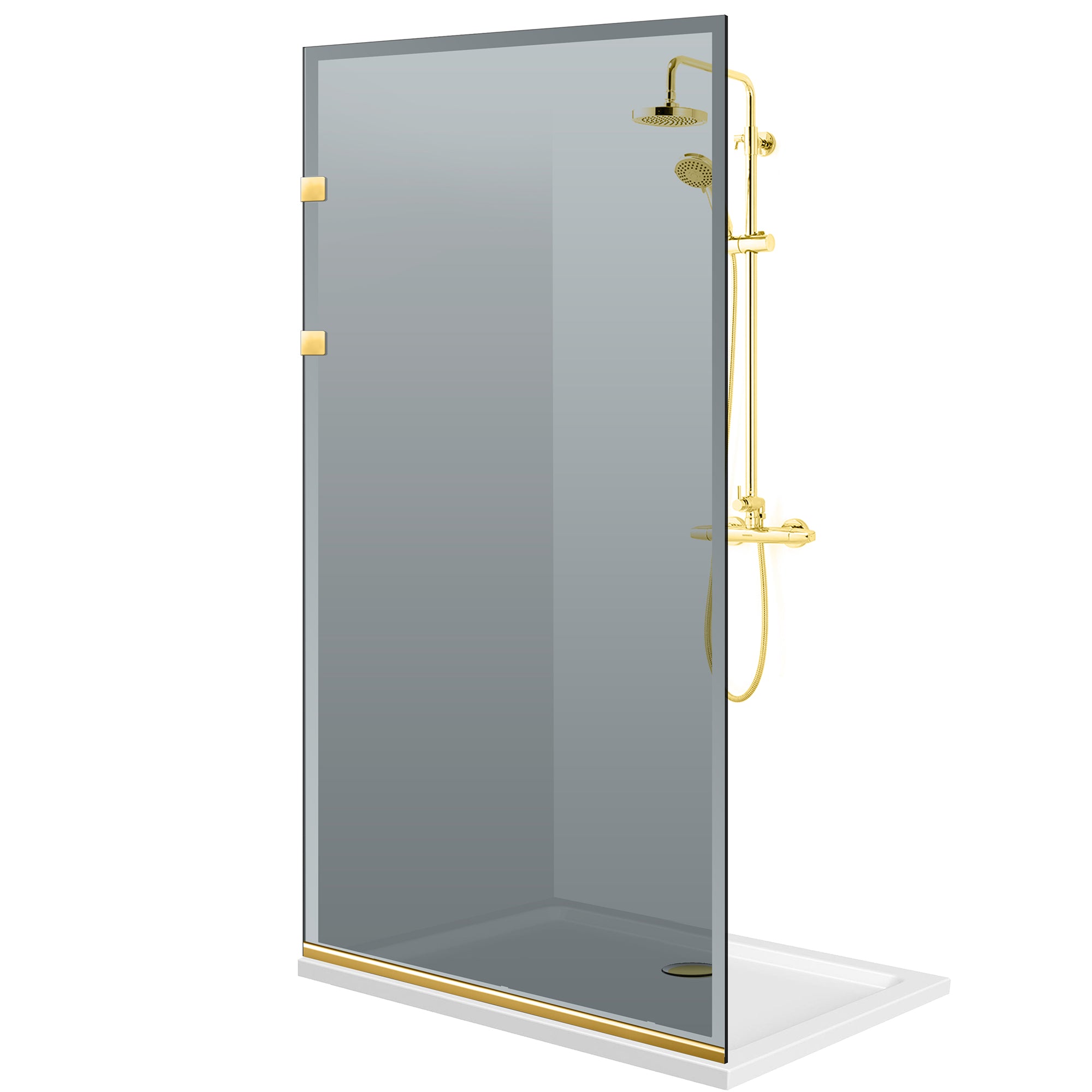 Shower Screens Walk-in, Stainless steel shower wall, gold #Grey