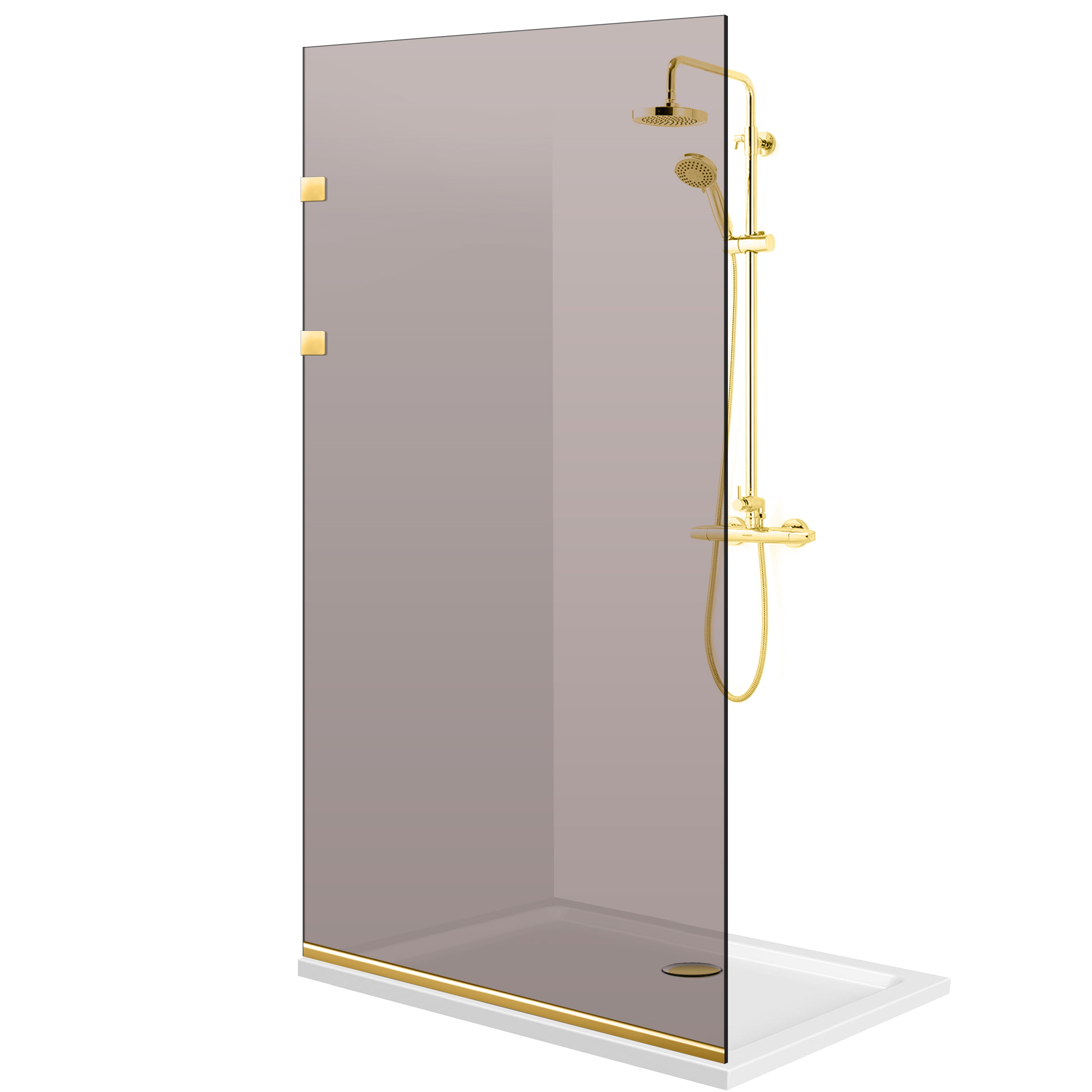 Shower Screens Walk-in, Stainless steel shower wall, gold #Bronze