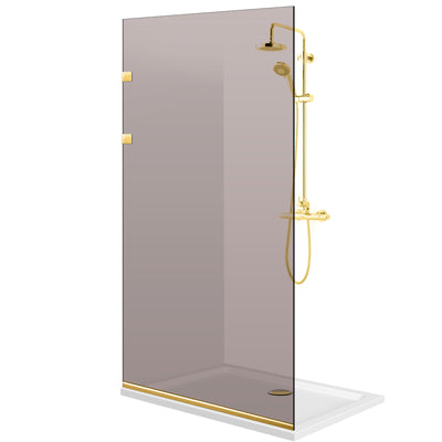 Shower Screens Walk-in, Stainless steel shower wall, gold #Bronze