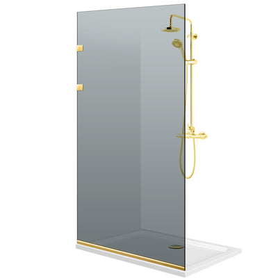 Shower Screens Walk-in, Stainless steel shower wall, gold #Grey