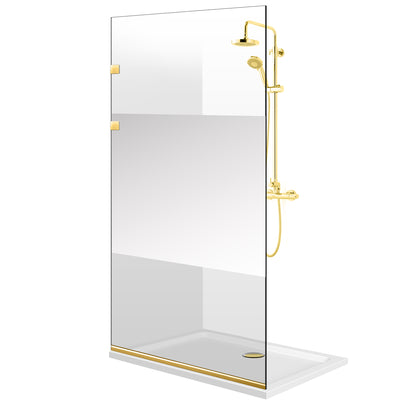 Shower Screens Walk-in, Stainless steel shower wall, gold, #Clear #Crystal clear
