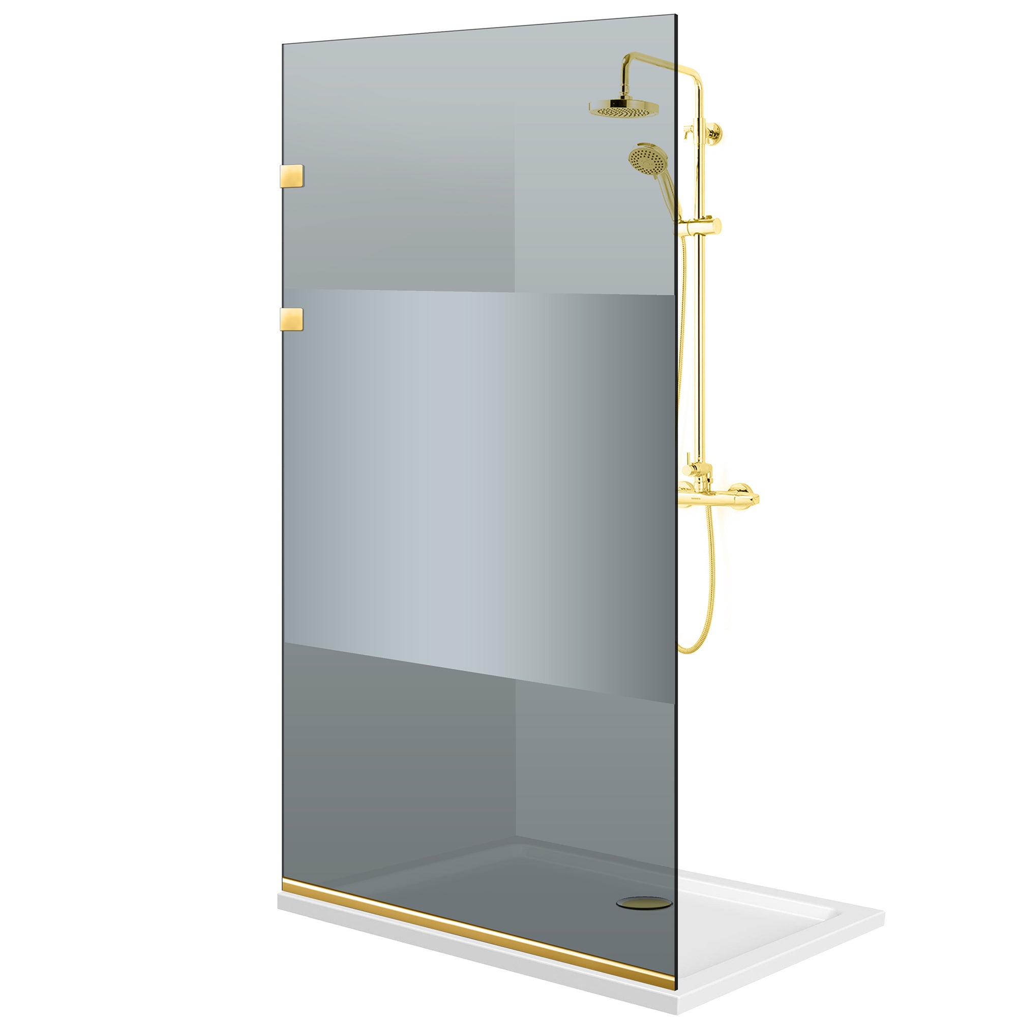 Shower Screens Walk-in, Stainless steel shower wall, gold #Grey