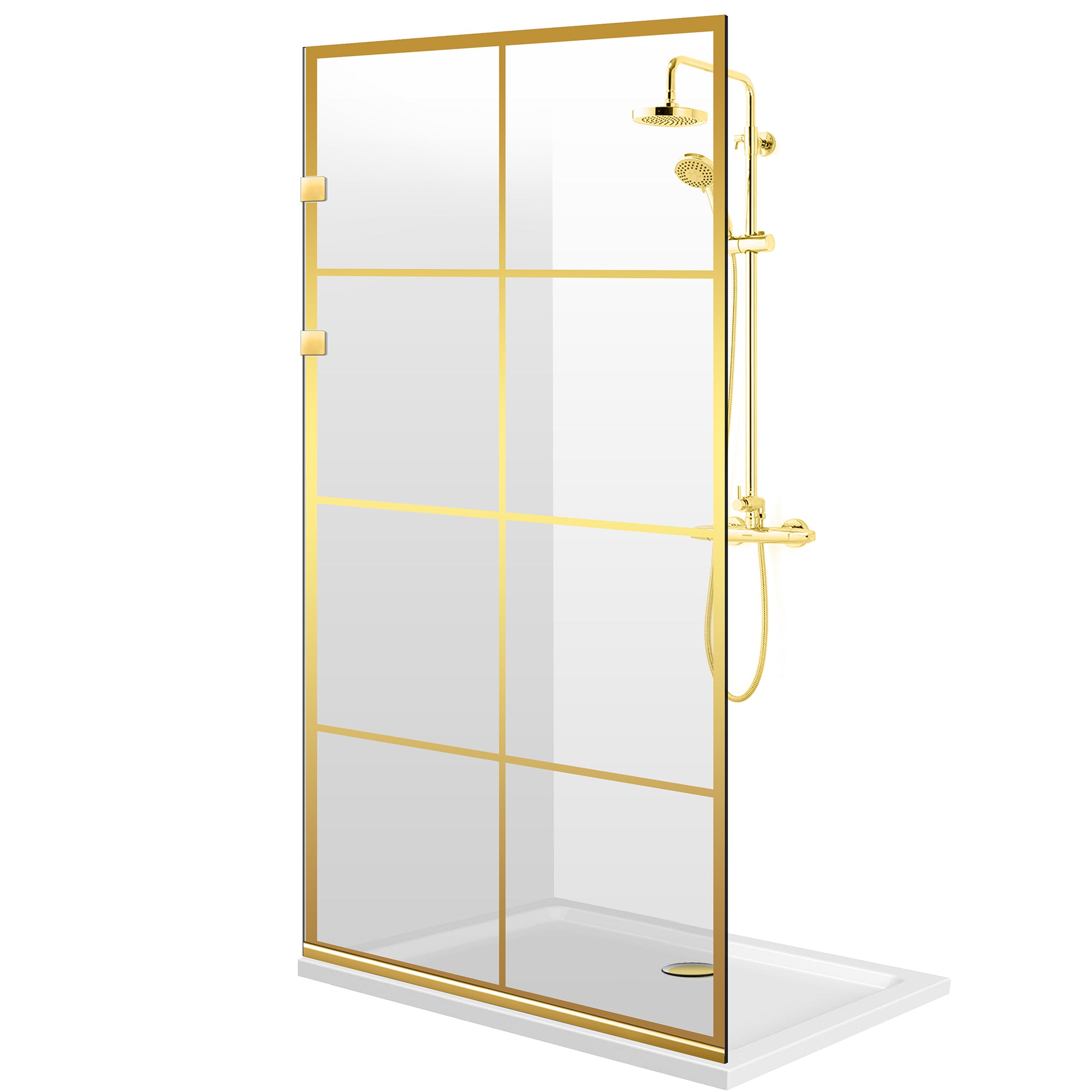 Shower Screens Walk-in, Stainless steel shower wall, gold, #Clear #Crystal clear