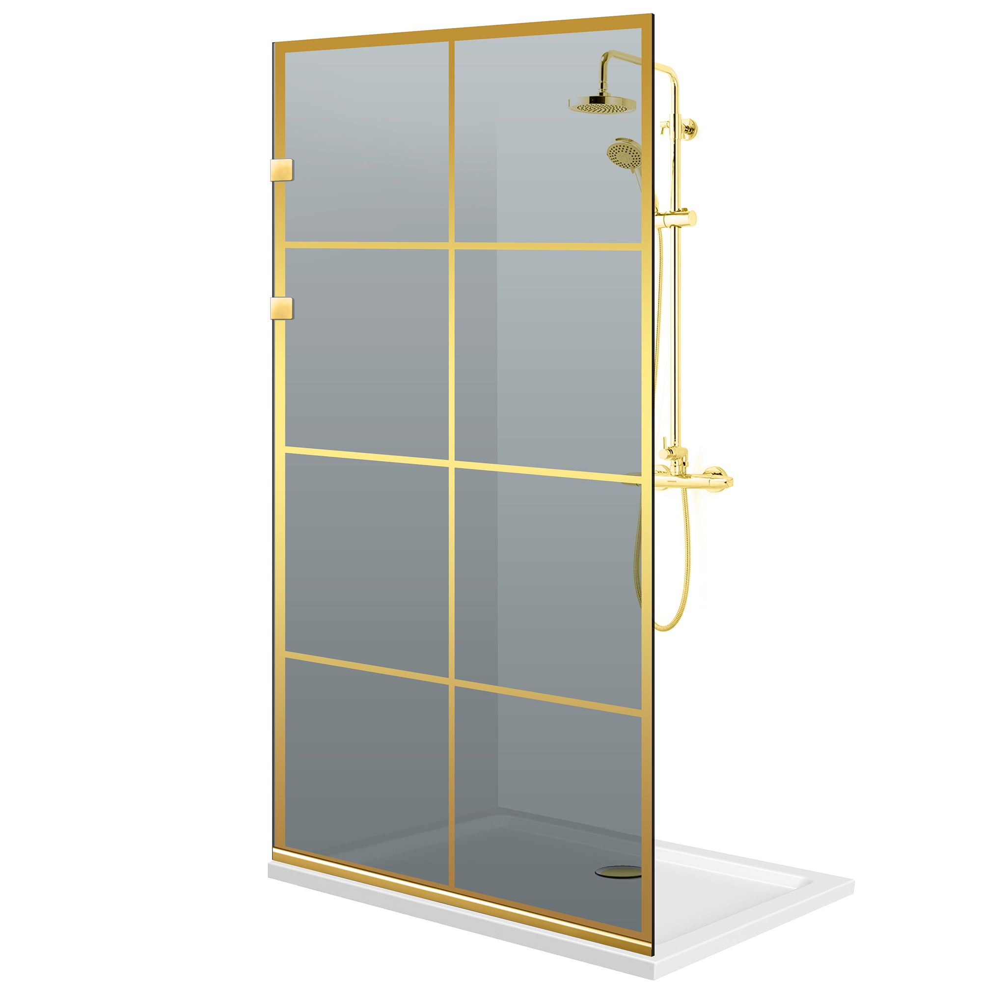 Shower Screens Walk-in, Stainless steel shower wall, gold #Grey