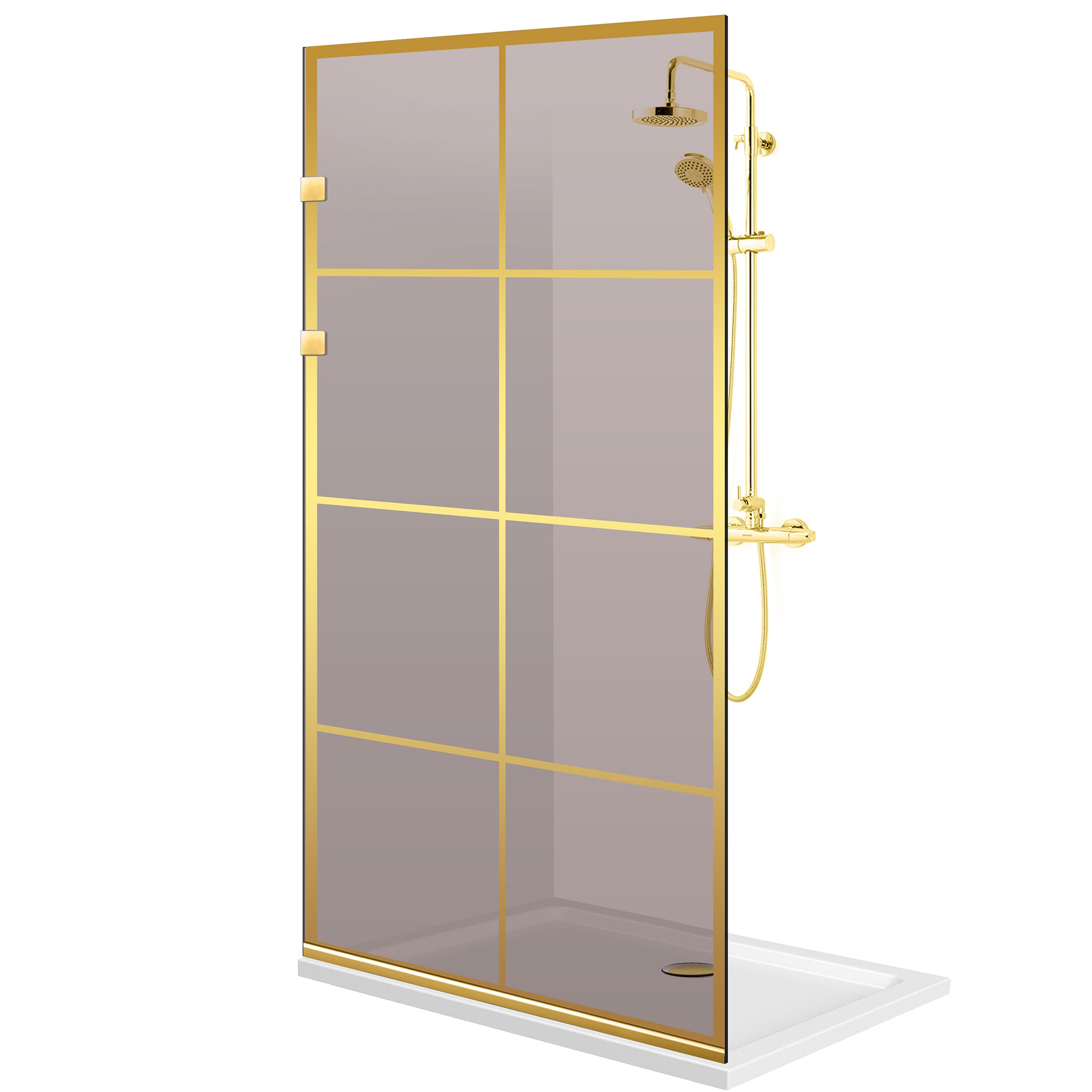 Shower Screens Walk-in, Stainless steel shower wall, gold #Bronze