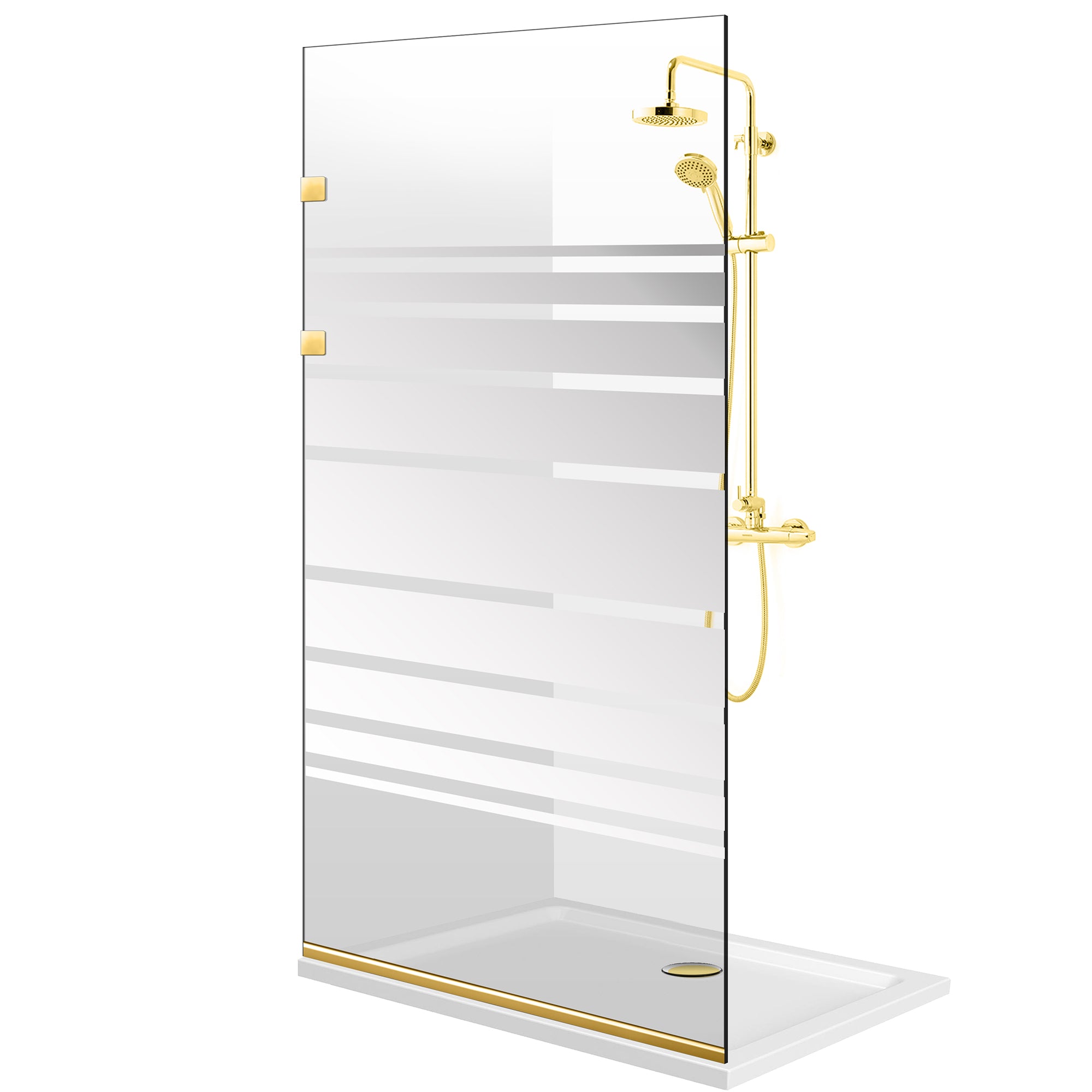 Shower Screens Walk-in, Stainless steel shower wall, gold, #Clear #Crystal clear