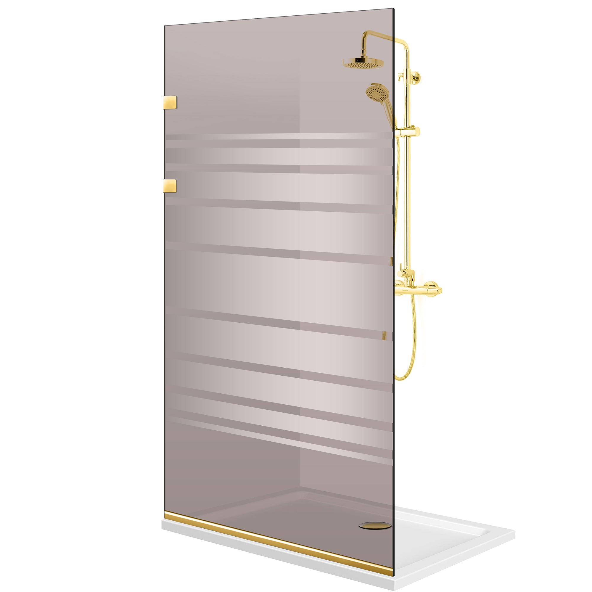 Shower Screens Walk-in, Stainless steel shower wall, gold #Bronze