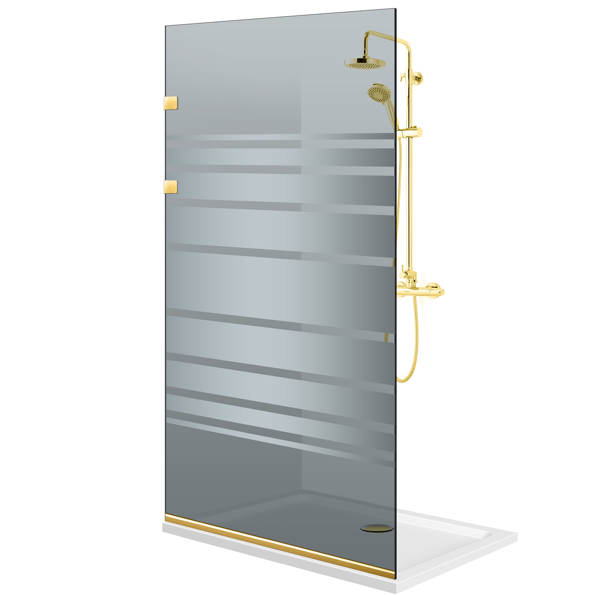 Shower Screens Walk-in, Stainless steel shower wall, gold #Grey