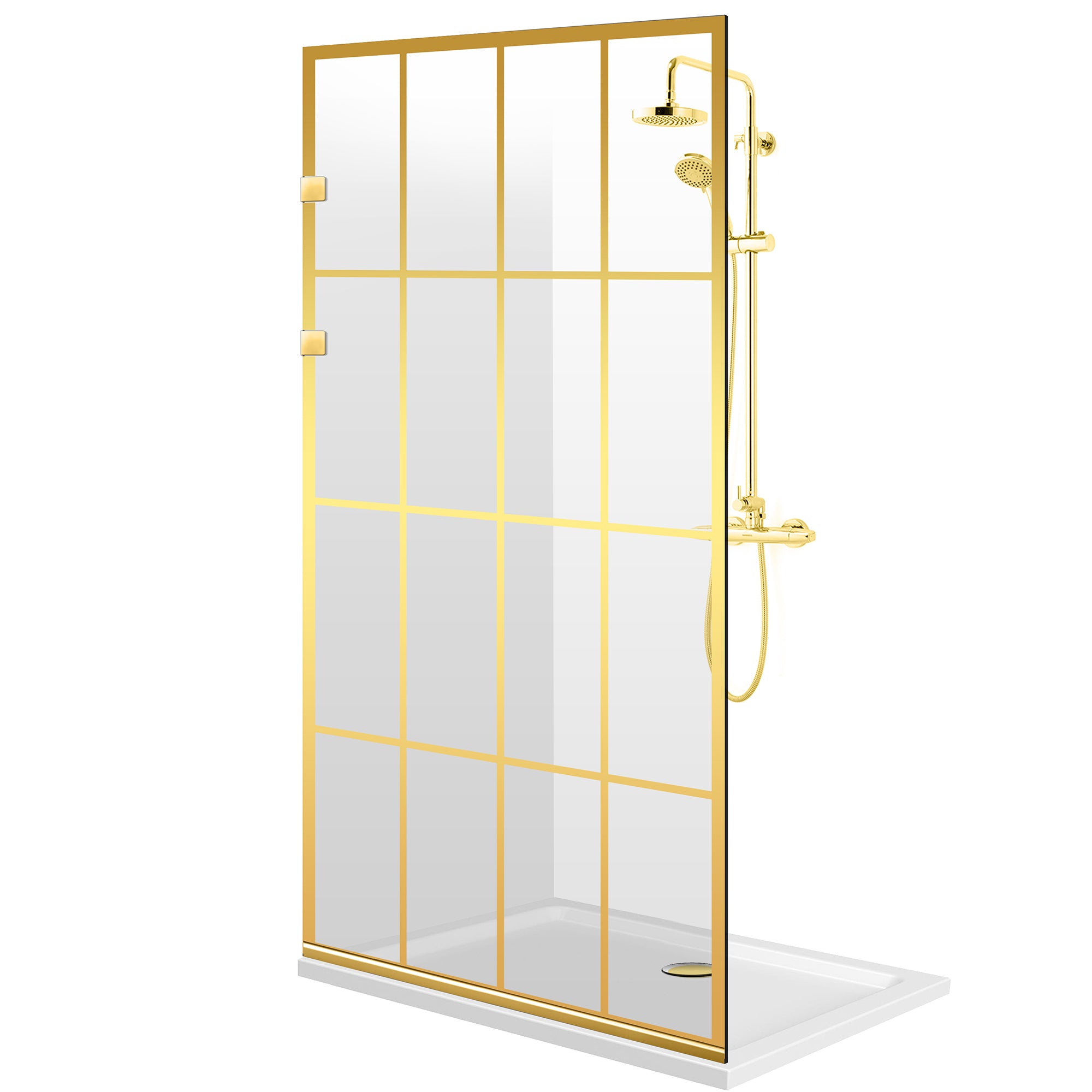 Shower Screens Walk-in, Stainless steel shower wall, gold, #Clear #Crystal clear
