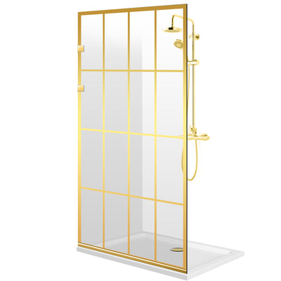 Shower Screens Walk-in, Stainless steel shower wall, gold, #Clear #Crystal clear