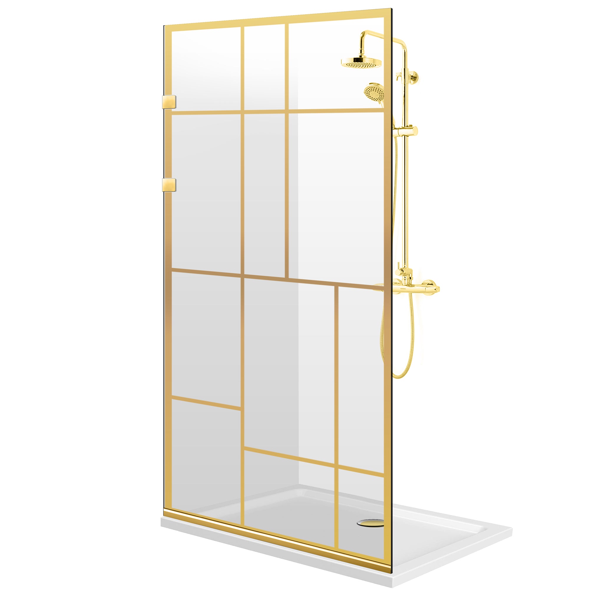 Shower Screens Walk-in, Stainless steel shower wall, gold, #Clear #Crystal clear