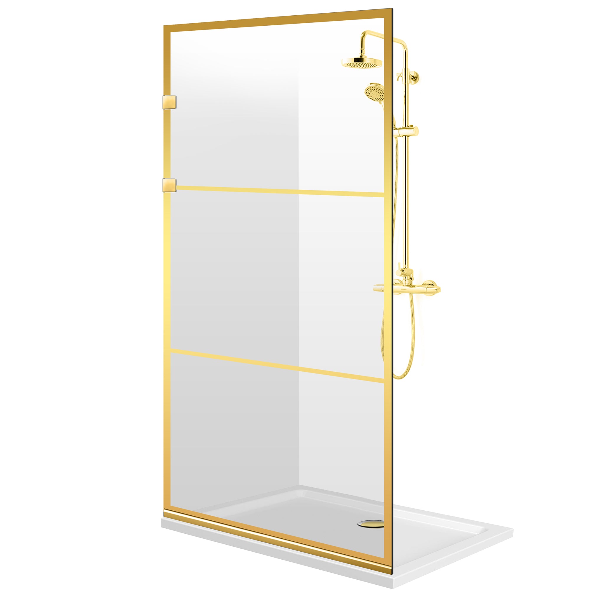 Shower Screens Walk-in, Stainless steel shower wall, gold, #Clear #Crystal clear