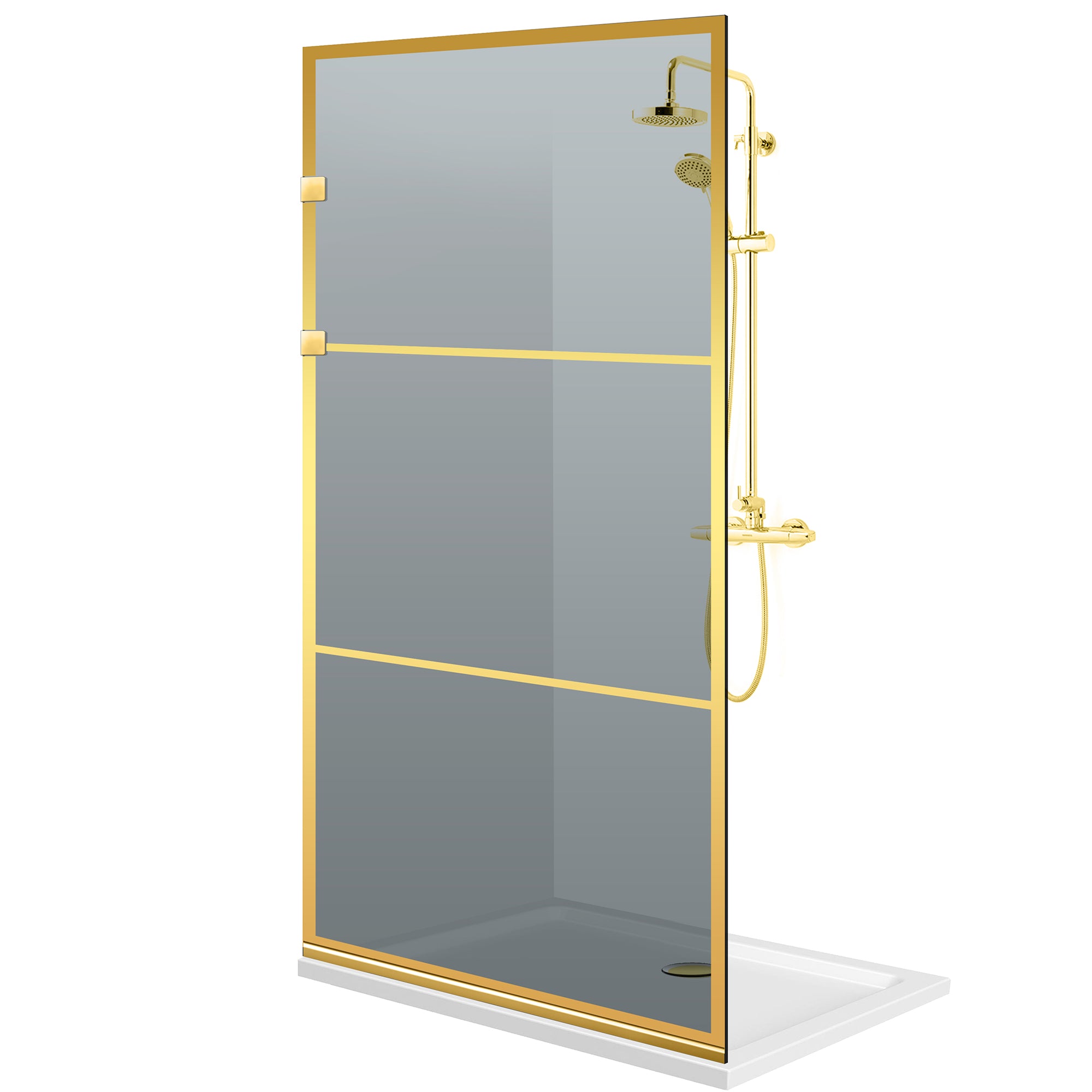 Shower Screens Walk-in, Stainless steel shower wall, gold #Grey