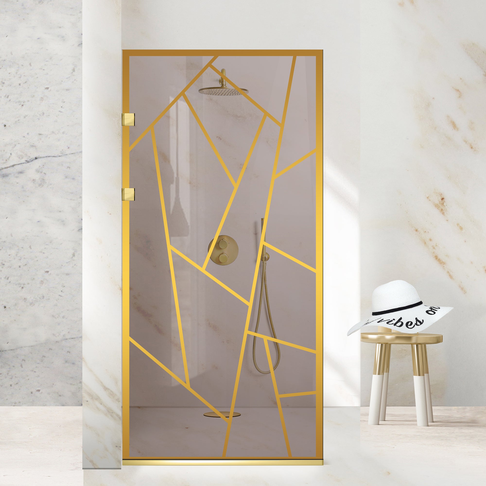 Shower Screens Walk-in, Stainless steel shower wall, gold #Bronze
