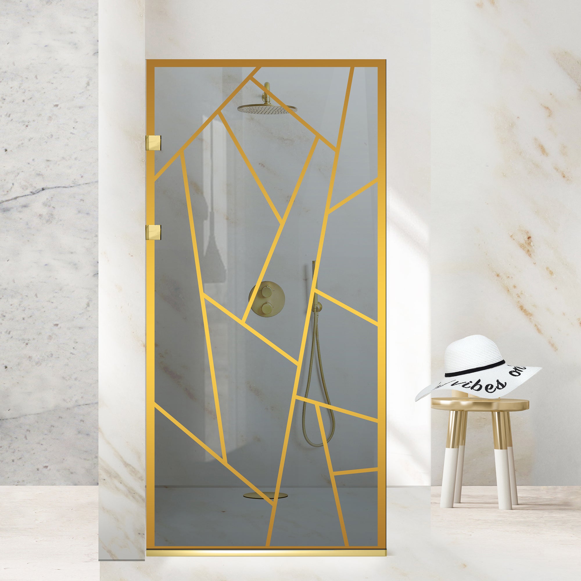 Shower Screens Walk-in, Stainless steel shower wall, gold #Grey