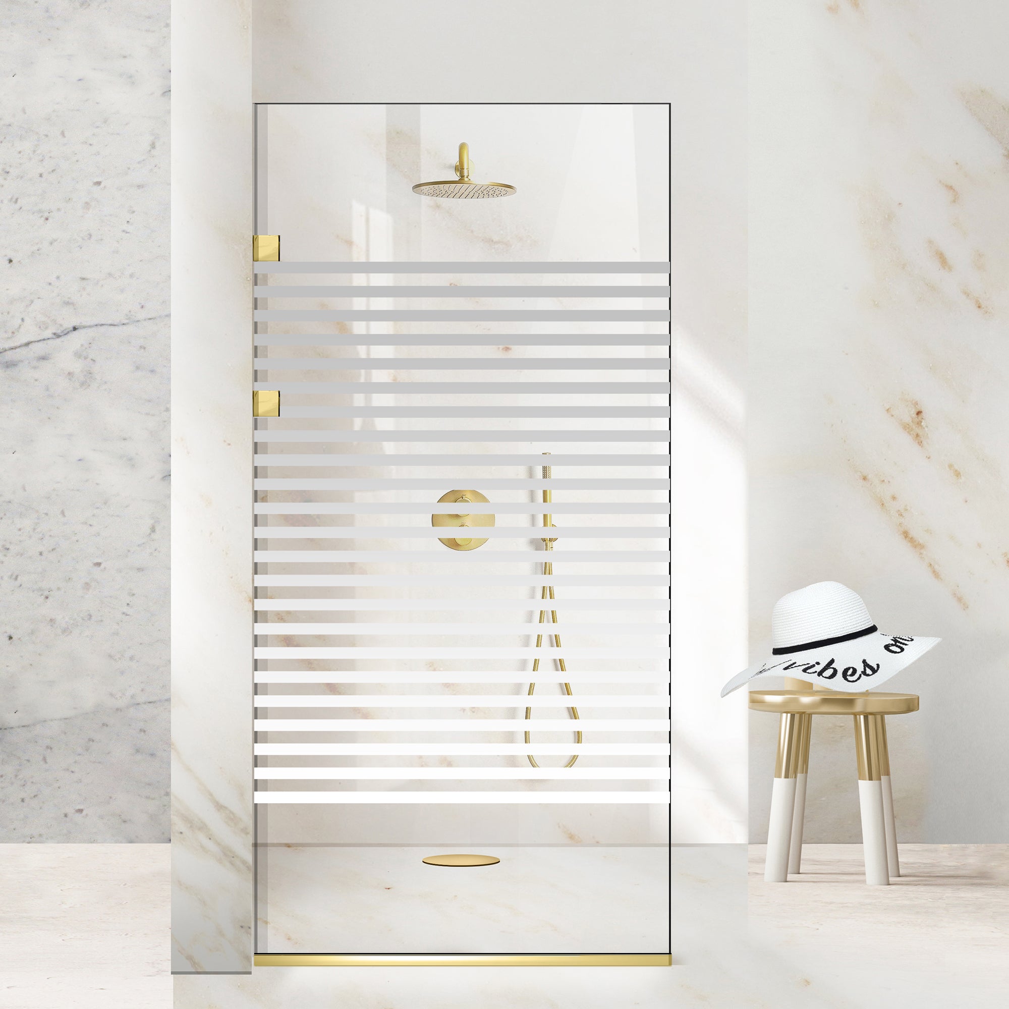 Shower Screens Walk-in, Stainless steel shower wall, gold, #Clear #Crystal clear