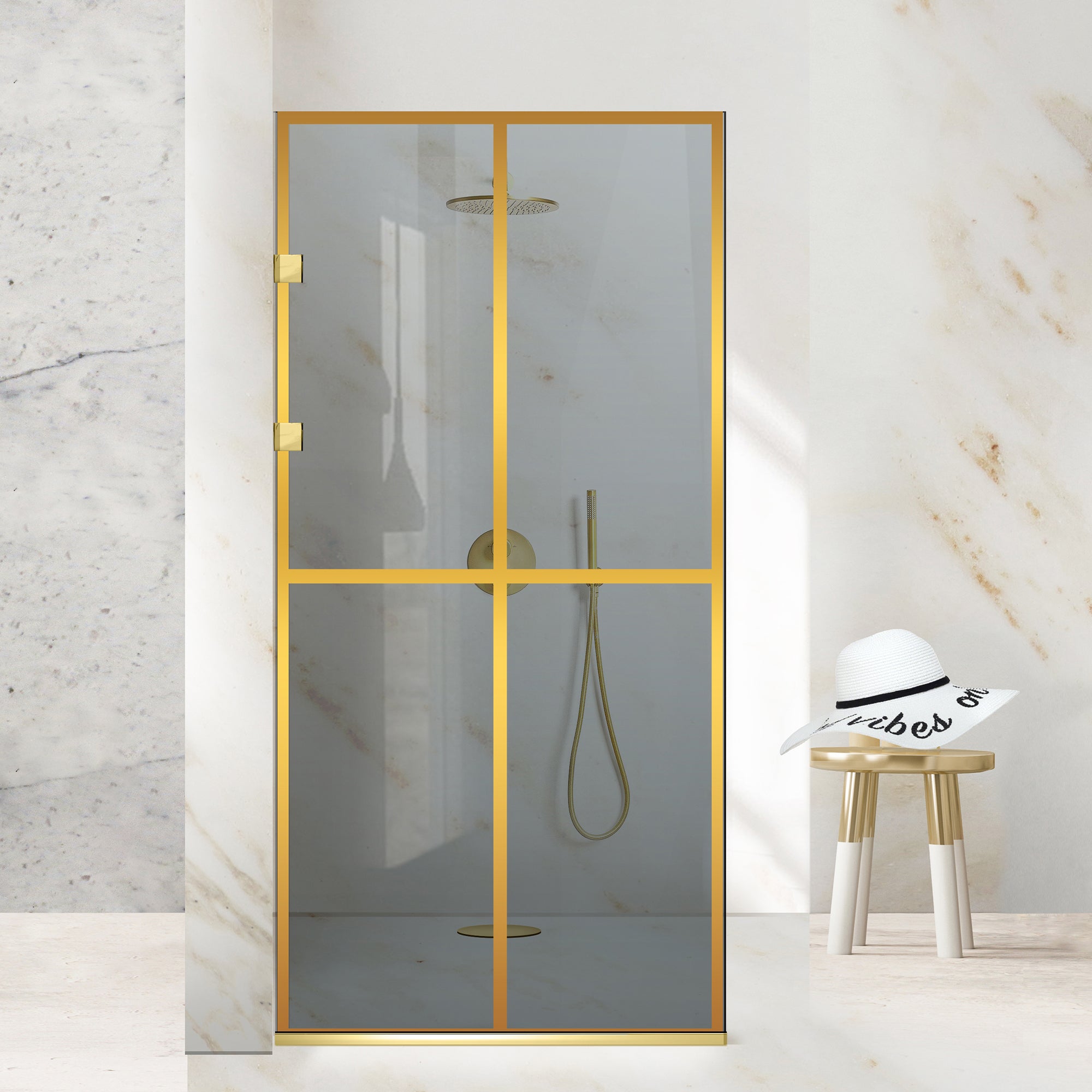 Shower Screens Walk-in, Stainless steel shower wall, gold #Grey