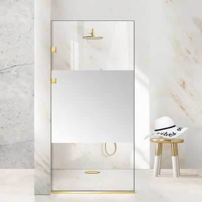 Shower Screens Walk-in, Stainless steel shower wall, gold, #Clear #Crystal clear