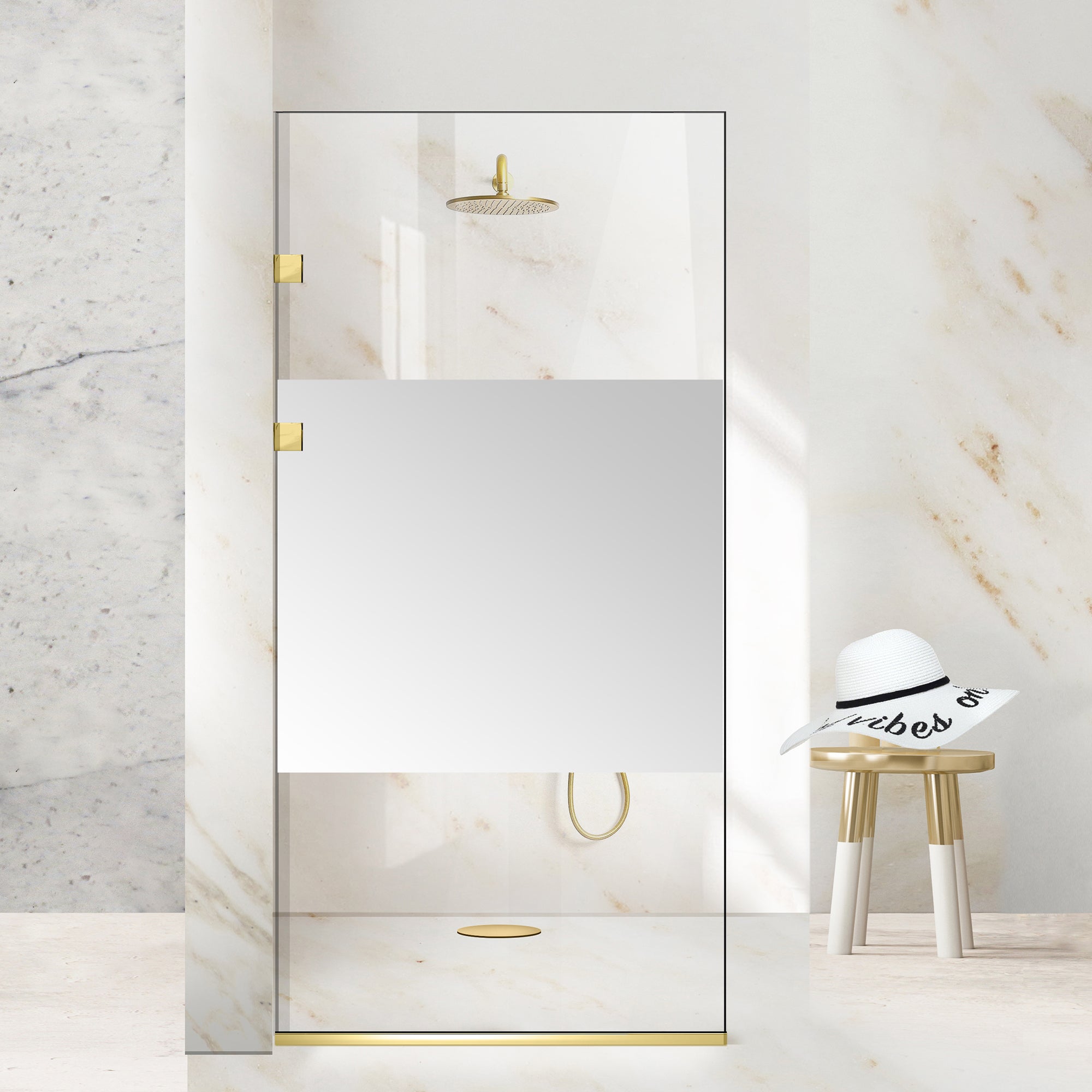 Shower Screens Walk-in, Stainless steel shower wall, gold, #Clear #Crystal clear