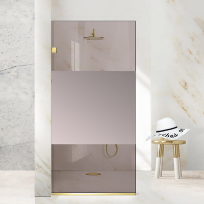 Shower Screens Walk-in, Stainless steel shower wall, gold #Bronze