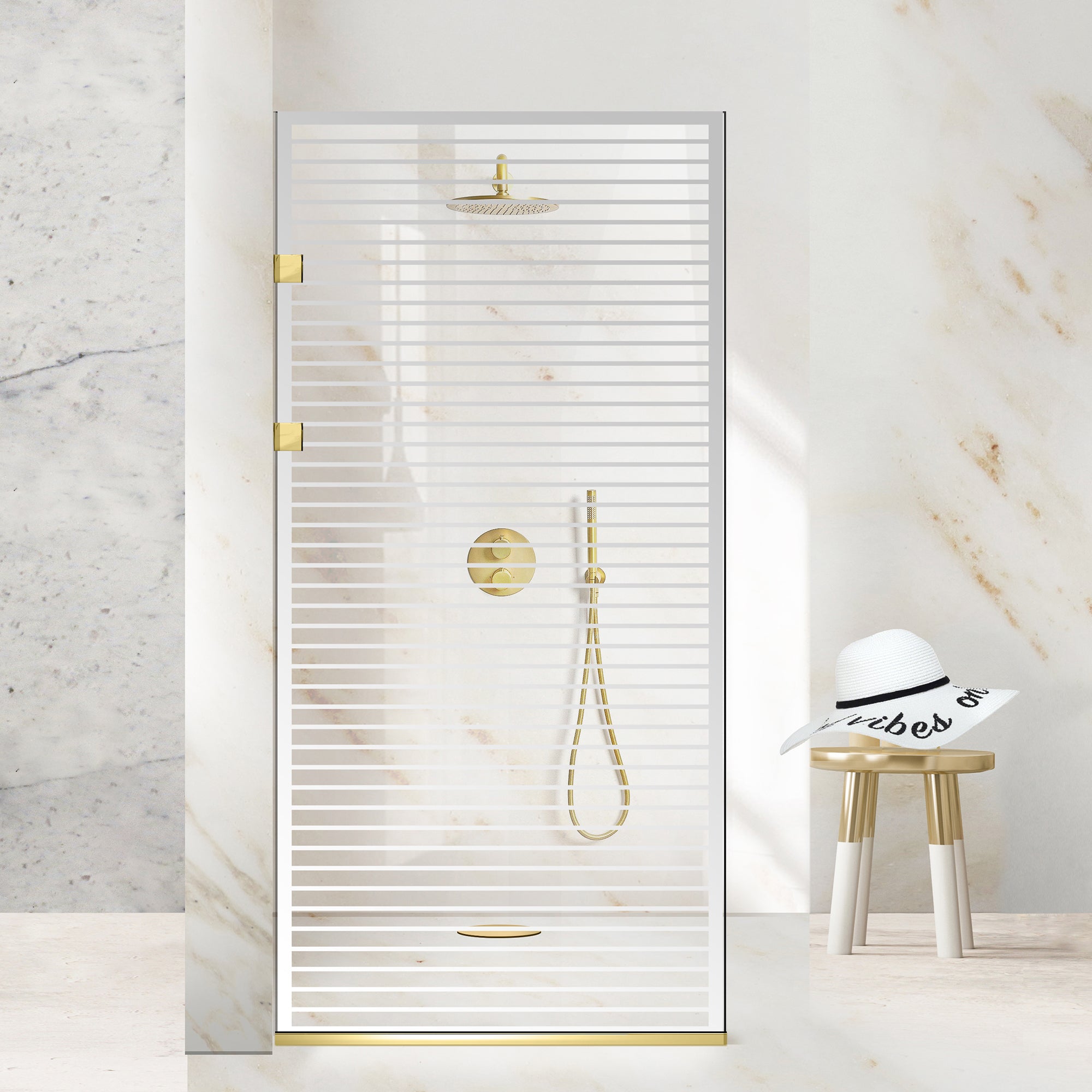 Shower Screens Walk-in, Stainless steel shower wall, gold, #Clear #Crystal clear