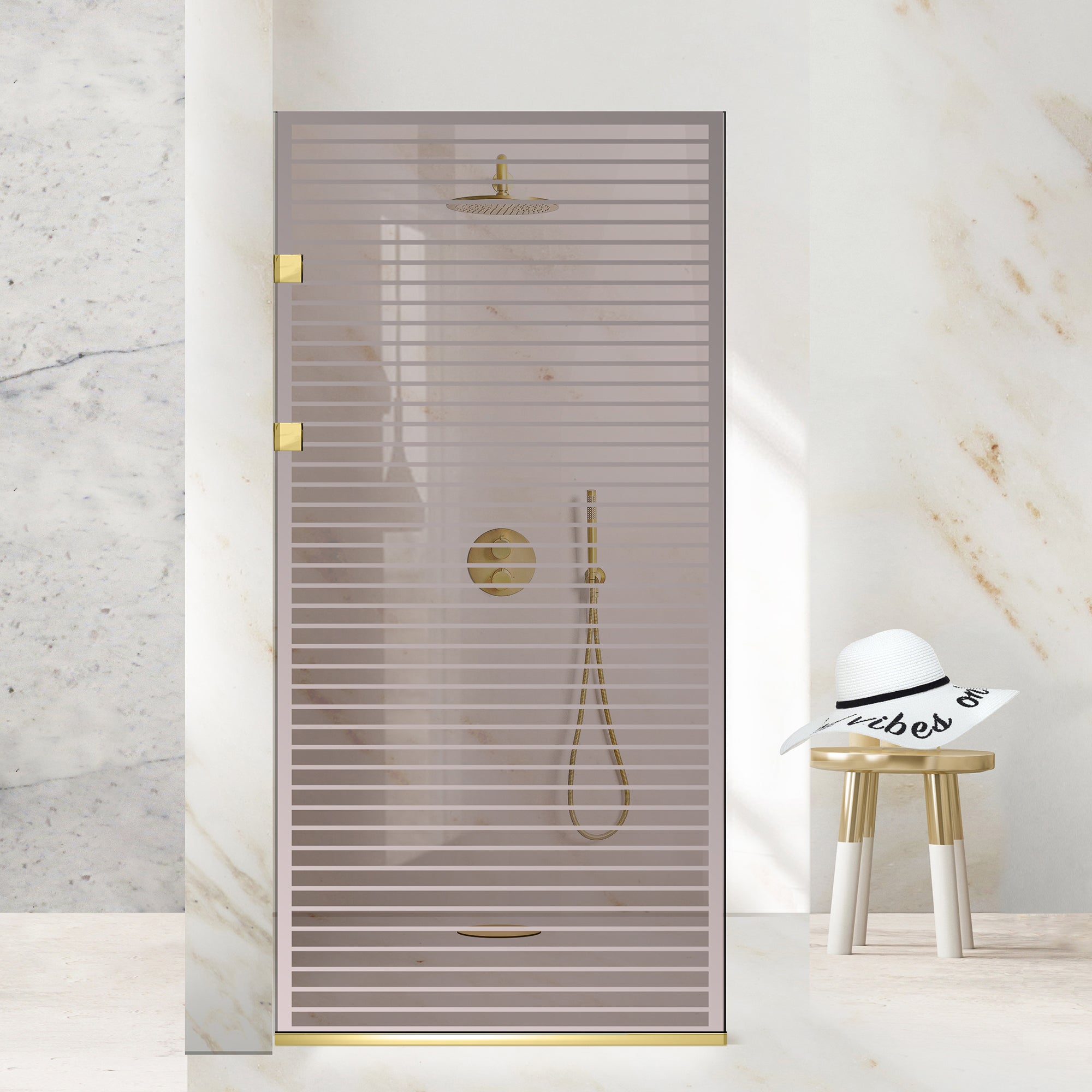 Shower Screens Walk-in, Stainless steel shower wall, gold #Bronze