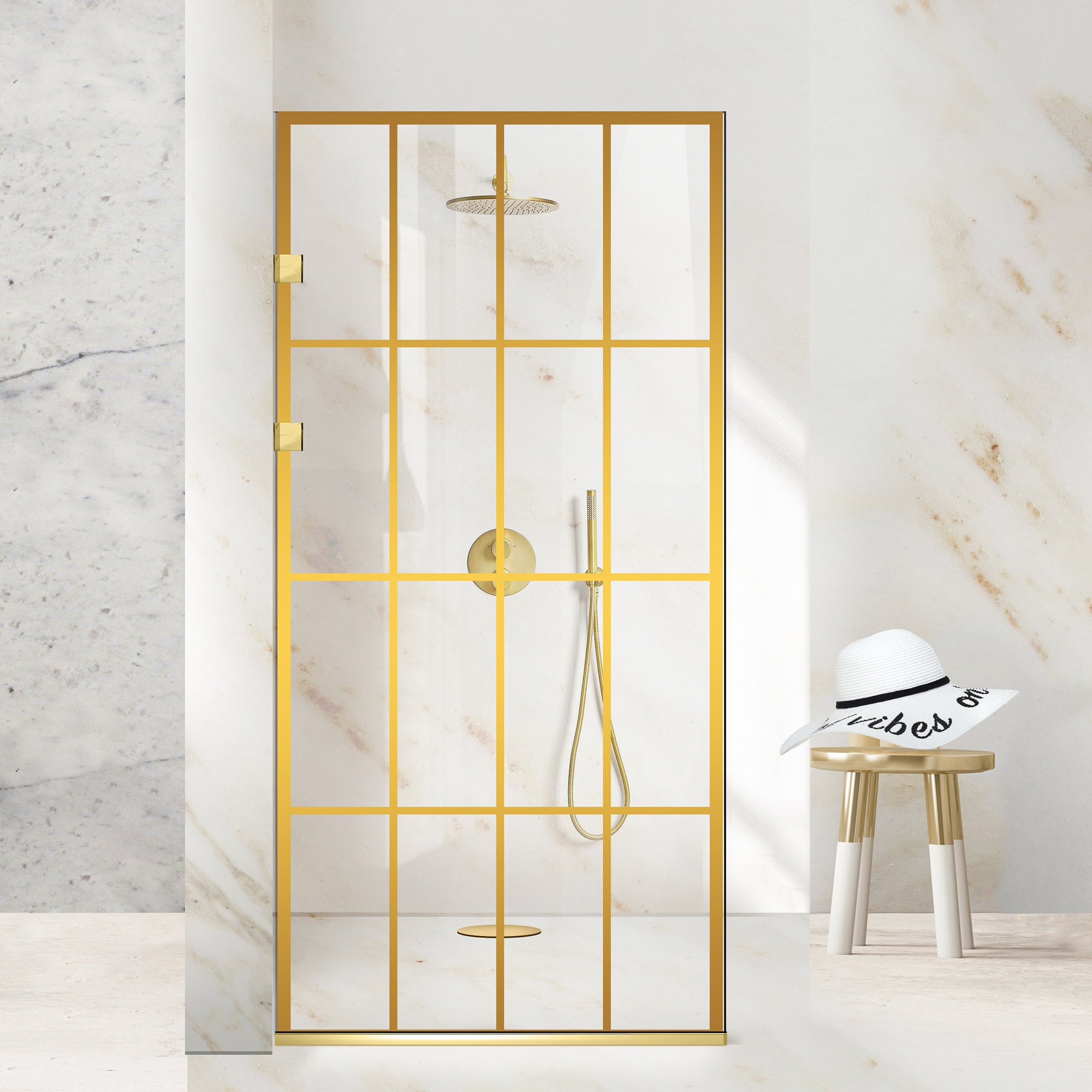 Shower Screens Walk-in, Stainless steel shower wall, gold, #Clear #Crystal clear