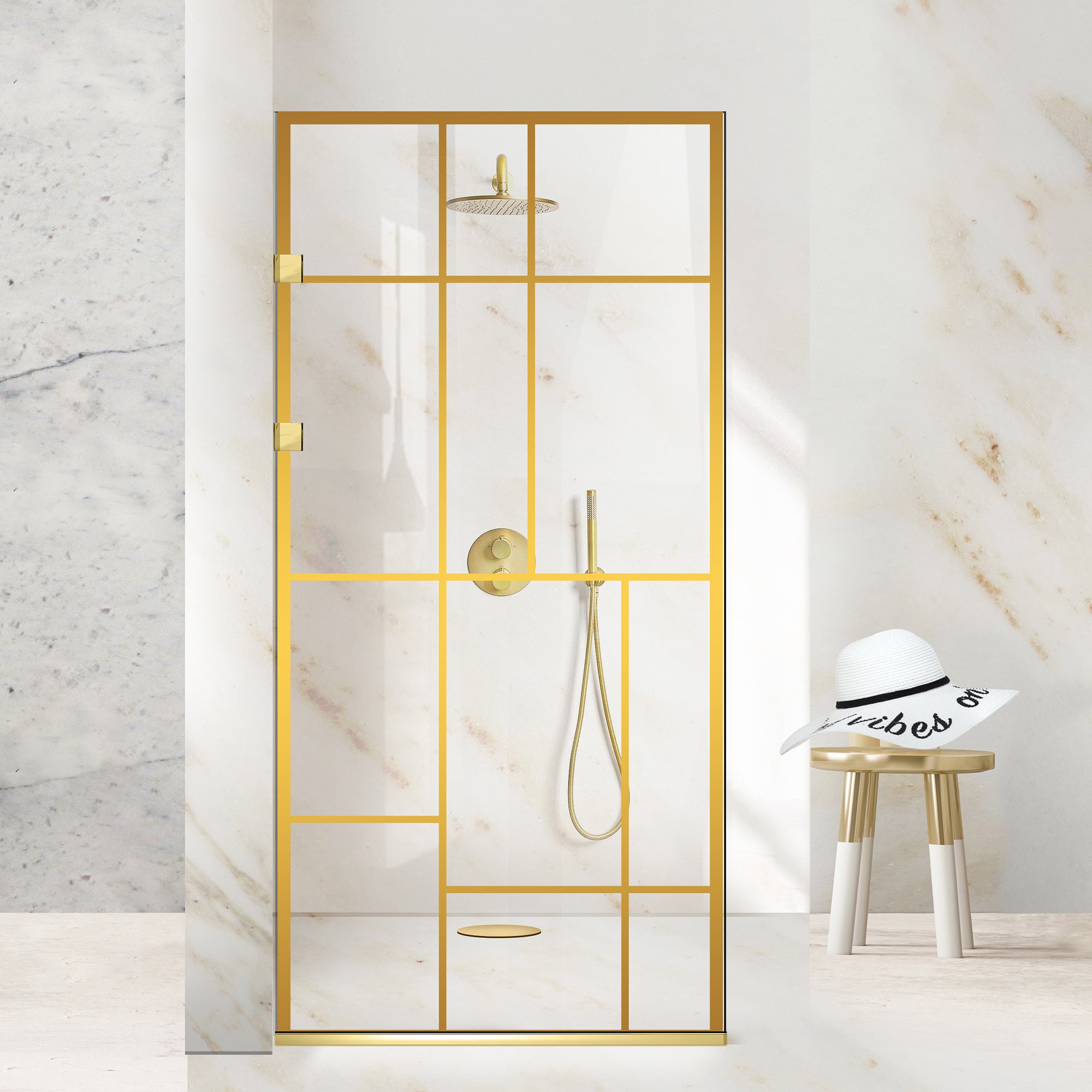 Shower Screens Walk-in, Stainless steel shower wall, gold, #Clear #Crystal clear