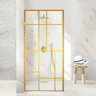Shower Screens Walk-in, Stainless steel shower wall, gold, #Clear #Crystal clear