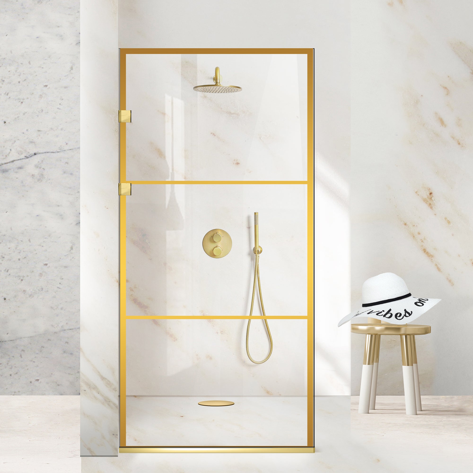 Shower Screens Walk-in, Stainless steel shower wall, gold, #Clear #Crystal clear