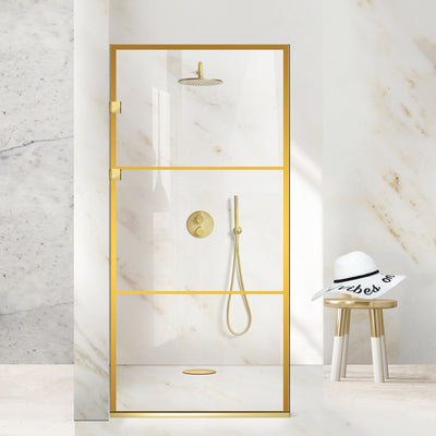 Shower Screens Walk-in, Stainless steel shower wall, gold, #Clear #Crystal clear