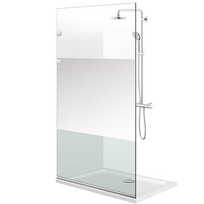 Aqua Elegance ® INOX walk-in shower screen, Line clear model, full stainless steel hardware, clear tempered glass