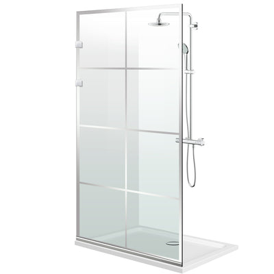 Aqua Elegance ® INOX walk-in shower screen, Mode clear model, full stainless steel hardware, clear tempered glass
