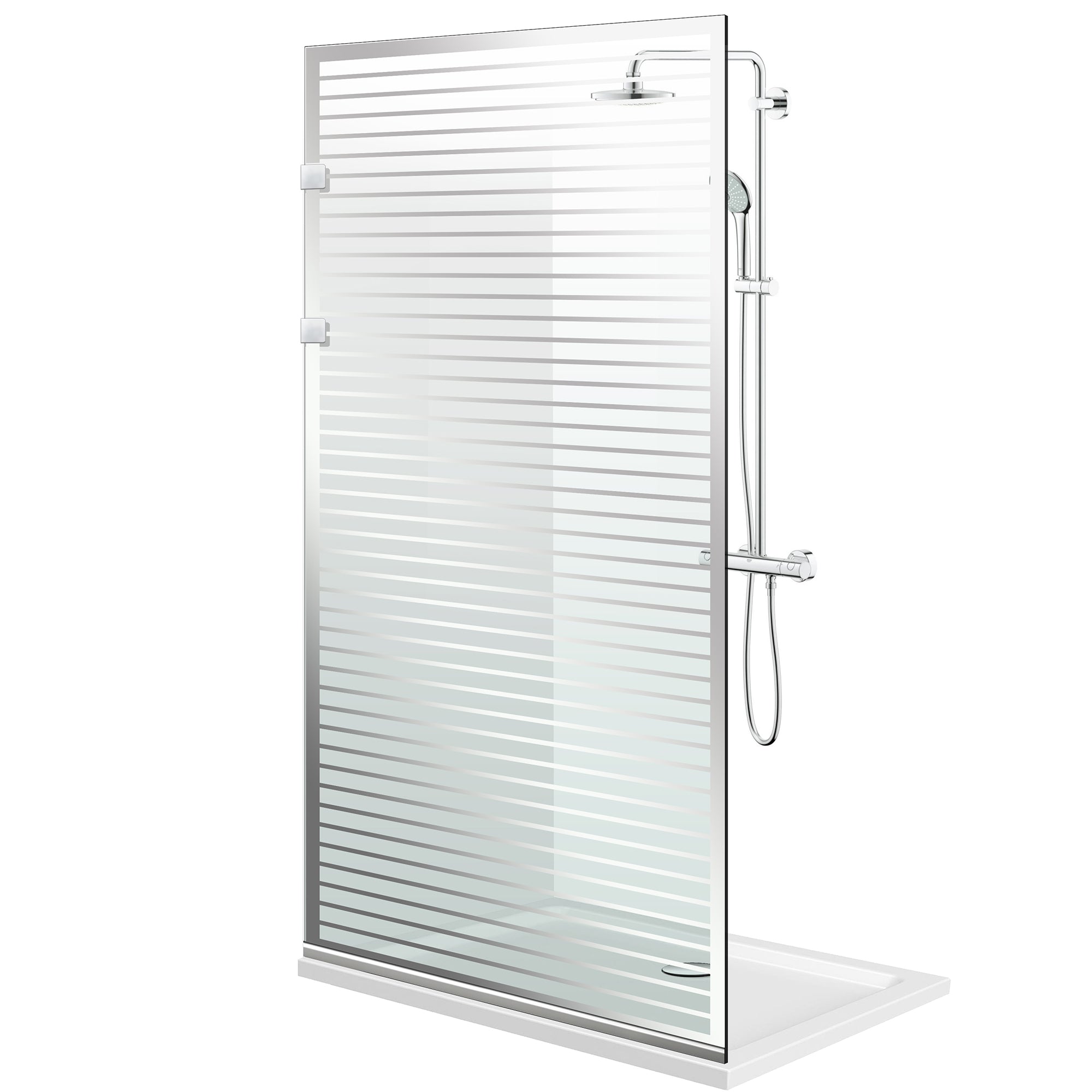 Aqua Elegance ® INOX walk-in shower screen, Moris clear model, full stainless steel hardware, clear tempered glass
