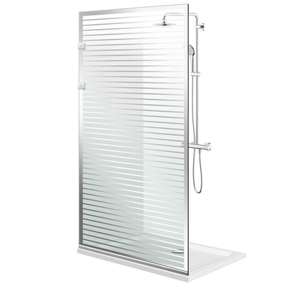 Aqua Elegance ® INOX walk-in shower screen, Moris clear model, full stainless steel hardware, clear tempered glass