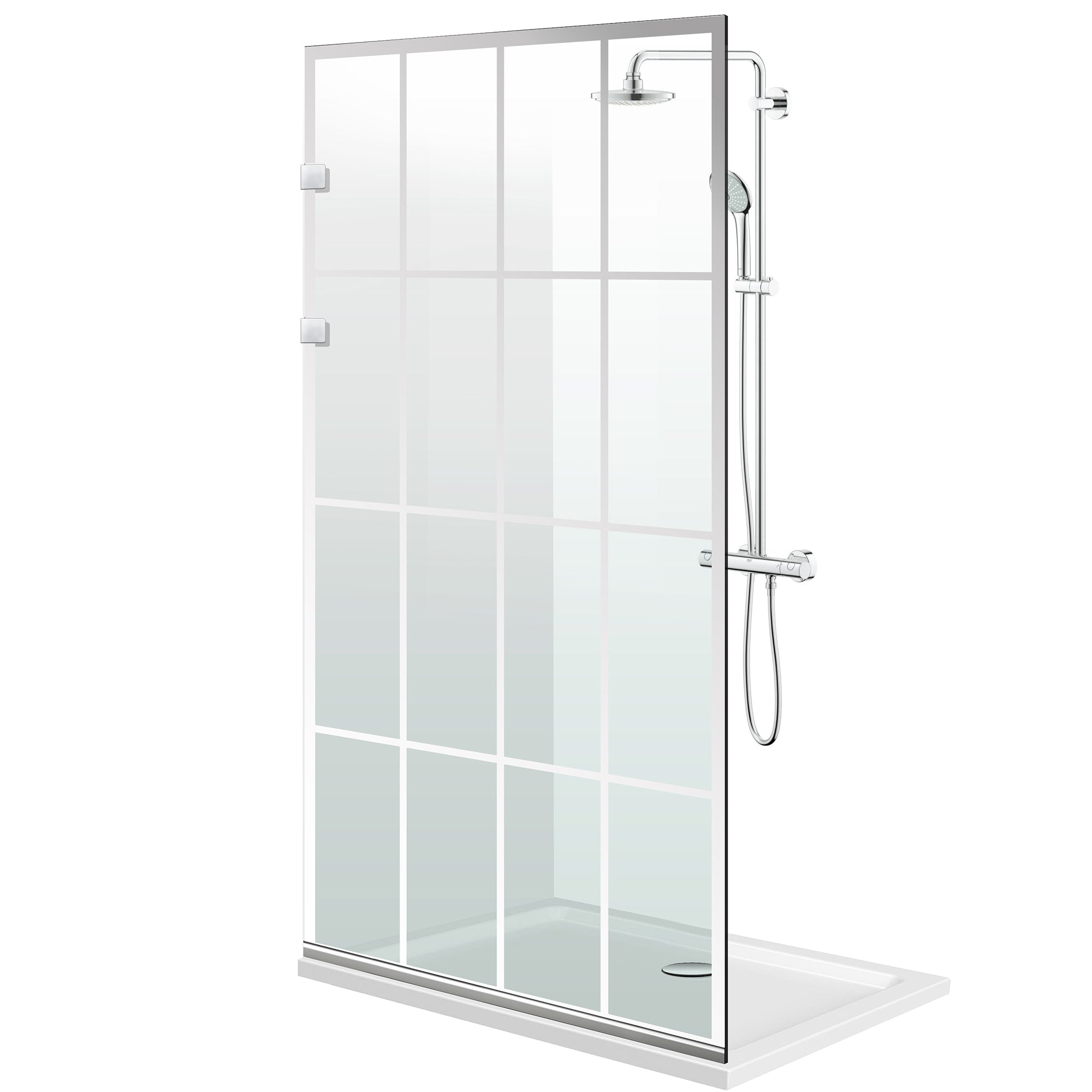 Aqua Elegance ® INOX walk-in shower screen, Rank clear model, full stainless steel hardware, clear tempered glass
