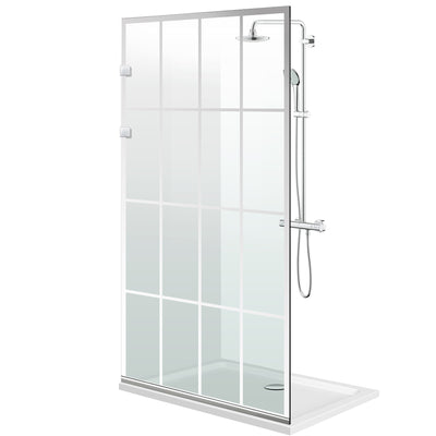 Aqua Elegance ® INOX walk-in shower screen, Rank clear model, full stainless steel hardware, clear tempered glass