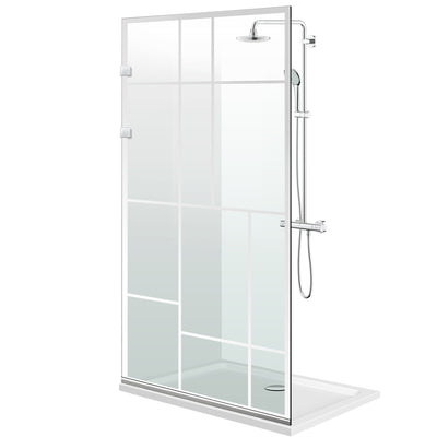 Aqua Elegance ® INOX walk-in shower screen, Urban clear model, full stainless steel hardware, clear tempered glass