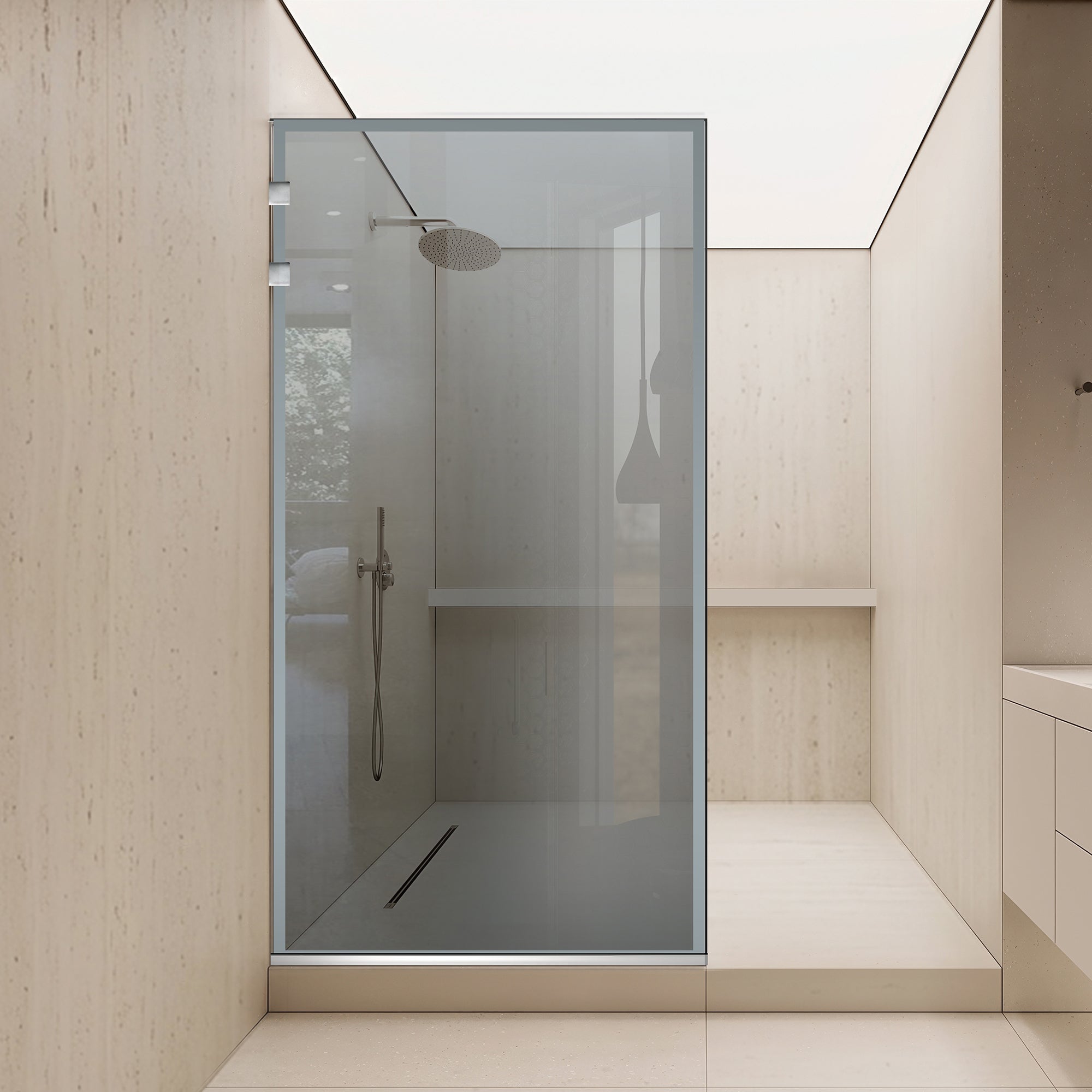 Shower Screens Walk-in, Shower wall Stainless steel, #Grey